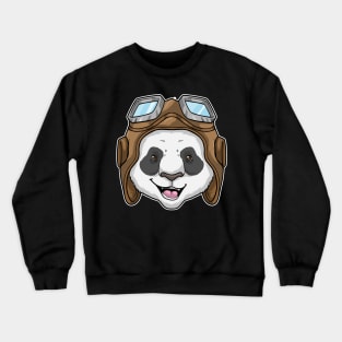 Panda as Pilot with Glasses Crewneck Sweatshirt